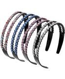 Strass hair band Double crystal side fashionable hair mature hard slipproof tine head strap hair accessories for women girls 4 pieces (mixed colors) - Buy Online on SooperMarket.com