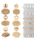 1200 Pieces Spacer Beads Set Star Beads Round Ball Beads Rondelle Faceted Spacer Beads Heart Beads Flower Beads Flat Disc Beads Loose Beads for Bracelet Earring Necklace Jewelry Making (Gold) - Buy Online on SooperMarket.com