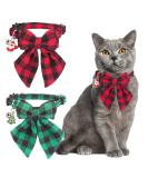 ADOGGYGO Christmas Cat Collars Breakaway with Stylish Bowtie, 2 Pack Red Green Plaid Christmas Kitten Collar with Bell Removable Bow Cat Christmas Collar for Cats Kittens - Buy Online on SooperMarket.com