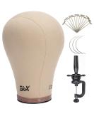 GEX Cork Canvas Block Head Mannequin Head Wig Display Styling Head With Mount Hole (Light Brown, 22") 22 Inch Light Brown - Buy Online on SooperMarket.com