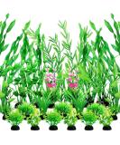 Quozuo 25 Pieces Artificial Aquarium Plants - Easy Green Plastic Decor for Stunning Aquariums - Buy Online on SooperMarket.com