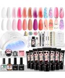 Morovan Poly Gel Nail Kit with 48W LED Lamp - 8 Pcs 0.5oz Poly Gel Set for Nail Extension - 33 Piece Nail Art Supplies - Buy Online on SooperMarket.com