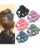 Lolalet Octopus Hair Claw Clips 5 Pack Non-slip Jaw Clips Medium Hair Clamps for Thick Curly Long Hair Wide Grip Hair Accessories for Women Girls -Style A Black/Pink/CornflowerBlue/Plum/CadetBlue - Buy Online on SooperMarket.com