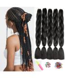 Showjarlly Braids Extensions Jumbo Braid Kunsthaar Hair Black Braid Extension 24 inch KanCalon Hair Braid Extensions 5 pieces for crochet twist braid hair box braid for braid 61cm-24 inch (5-pack) A2-1b## - Buy Online on SooperMarket.com