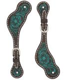 Turquoise Flower Collection Ladies' Spur Straps - Cross Carved Design - Buy Online on SooperMarket.com