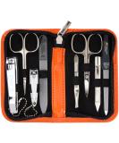 Three swords - 8 pcs.Manicure set 'Roma' |High quality nail care set in orange synthetic leather case |Contents: nail scissors set foot and nail clippers tweezers glass nail files sapphire nail file orange - synthetic leather - Buy Online on SooperMarket.com
