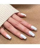 Buy Novo Ovo White Holographic Press-On Nails - Angular Artificial Fingernails with Glue | International Shipping Available - Buy Online on SooperMarket.com
