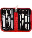 3 Swords Germany - brand quality 8 piece manicure pedicure grooming kit set for professional finger & toe nail care scissors clipper fashion leather case in gift box Made by 3 Swords (004017) RED - OSTRICH IMITATION - Buy Online on SooperMarket.com