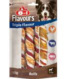 8in1 Triple Flavour Rolls Chew Sticks for Dogs - Chew Snacks with Extra Meat 113g Bag (3 Pieces) - Buy Online on SooperMarket.com