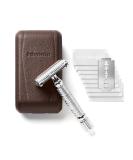 St rtebekker Premium Razor Hobel in Handmade Leather Etui |Razor set with 10 razor blades travel and built-in mirror |Wet razor in a vintage look with 2-page blade head silver-caf  - Buy Online on SooperMarket.com
