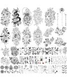 Yazhiji 49 sheets large sexy flowers collection waterproof temporary tattoos lasting fake tattoos for women and girls. - Buy Online on SooperMarket.com
