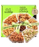 Mixed Nuts Gift Basket + Green Ribbon (7 Assortments, 1.8 LB) Holiday Christmas Gourmet Bouquet Arrangement Platter, Birthday Care Package, Healthy Food Tray Kosher Snack Box for Adults Men Women All Occasion - Deluxe - Buy Online on SooperMarket.com