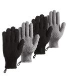 CLEEDY Bath Exfoliating Gloves Scrub - 4 Pcs (2Pairs) Lengthened and Large Exfoliating Scrubbing Gloves for Shower, Spa, Massage - Scrub Exfoliating Mitts for Body, Face, Hand and Foot (black and gray) - Buy Online on SooperMarket.com