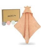 Moyo Hooded Towel with Ears - Powder | 75x75cm Toddler & Baby Bathing Poncho | 100% Frote Cotton Hooded Baby Towel | Washable Infant Bath Towel - Buy Online on SooperMarket.com
