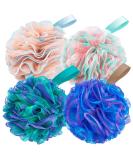 4 Pack XL Soft Nylon Loofah Bath Sponge for Exfoliating Shower Scrubber - Men and Women Beauty Bathing Accessory Set - Buy Online on SooperMarket.com