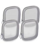 4-Piece Gray Mesh Travel Toiletry Bag Set - Portable Cosmetic Makeup Pouch with Zipper for Daily Accessories - Buy Online on SooperMarket.com