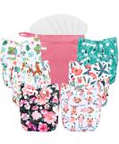 wegreeco Washable Reusable Baby Cloth Pocket Diapers 6 Pack + 6 Bamboo Inserts (with 1 Wet Bag, Flower) Flower + 1 Wet Bag - Buy Online on SooperMarket.com