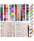 12 Sheets Nail Art Sticker 3D Self-Adhesive, Teenitor Nail Art Decoration with 5 Boxes Holographic Nail Art Glitter Flakes Butterfly Heart Star Maple Leaf Nail Sequins and Nail Art Flower Slices - Buy Online on SooperMarket.com