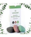 Sinutan Konjac sponge |100% natural (3-series set) bamboo activated carbon/green tea/pure red |Cleaning sponge for the faceDetox face sponge |Ecological gift idea (Konjac Mix) - Buy Online on SooperMarket.com