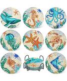 UPINS 8Pcs Diamond Painting Coasters for Drinks DIY Life Coaster Diamond Art Kits for Adults Kids Beginners Diamond Art Craft Supplies (Ocean) - Buy Online on SooperMarket.com