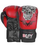Defy Sports Premium Faux Leather Kickboxing Gloves | Gel Infused with Thumb Support | Skull Design Red 10 oz | Men and Women - Buy Online on SooperMarket.com