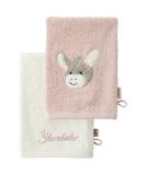 Sterntaler 2-piece wash gloves donkey Emmi Girl flora rose plain with embroidery and logo lettering soft pink one size - Buy Online on SooperMarket.com