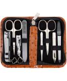 3 Swords Germany - brand quality 8 piece manicure pedicure grooming kit with glass nail file (483) COGNAC - OSTRICH IMITATION - Buy Online on SooperMarket.com
