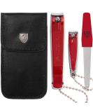 Three Swords Nail Clippers Set - 'CLIP' Fingernail & Toenail Clippers in Faux Leather Case (Red) | Buy Internationally - Buy Online on SooperMarket.com