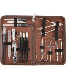 Buy Three Swords 16 pcs Manicure Pedicure Set 'Cinisello' | High-Quality Synthetic Leather Nail Case | Brown | Complete Hand & Foot Care Kit - Buy Online on SooperMarket.com