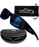 Fishoholic Polarized Fishing Sunglasses -5 Color Options- w Case Pouch UV400 Fishing Gift Gloss Black Blue Mirror - Buy Online on SooperMarket.com