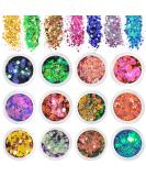 AOOWU Chunky Glitter 12 Colors Festival Glitter Nail Glitter Powder Holographic Cosmetic Glitter for Face Body Eye Hair Nail and DIY Art (A) - Buy Online on SooperMarket.com