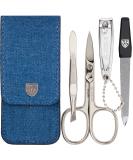 Three Swords Capri 4-Piece Nail Care Set | High-Quality Manicure & Pedicure Tools | Jeans Fabric Nail Scissors Clippers Tweezers Sapphire Nail File | International Shipping Available - Buy Online on SooperMarket.com