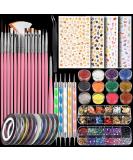 Teenitor Nail Art Kit with Glitter, Stickers, Brushes, Dotting Tool, Gems, Striping Tape - Perfect for Beginners - Buy Online on SooperMarket.com