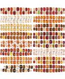 384 Pcs Fall Thanksgiving Press On Nails - Autumn Floral Pattern - Short Coffin Shape - Full Cover Fake Nails for Women - Buy Online on SooperMarket.com