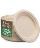 100% Compostable 7 Inch Paper Plates 125-Pack Heavy-Duty , Natural Disposable Bagasse , Eco-Friendly Made of Sugarcane Fibers-Natural Unbleached Brown 7" Biodegradable Plate by Stack Man - Buy Online on SooperMarket.com