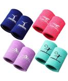 4 Pairs Sports Wristbands for Kids Colorful Kids Wrist Sweatbands Polyester Cotton Wrist Bands Sweat Band for Wrist Gym Pink, Navy, Light Purple, Turquoise - Buy Online on SooperMarket.com