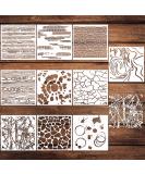 10 Pcs Rustic Style Wall Texture Stencils - Reusable DIY Stencils for Painting Crackle Marble Backgrounds on Wood, Canvas, Paper, and Floor Tiles - 6 x 6 Inch - Buy Online on SooperMarket.com