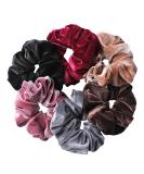Whaline 6 Big Velvet Hair Scrunchies - Soft Elastic Bands for Women - 6 Dark Colors - Buy Online on SooperMarket.com