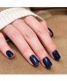 Novo Ovo Dark Blue Monochrome Short Corner Oval Press-On Nails | Premium Artificial Fingernails - Easy Application with Glue - Buy Online on SooperMarket.com