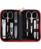 Three Swords 8-Piece Roma Manicure Set | Premium Red Leather Nail Care Kit with Scissors Clippers & Tweezers - Buy Online on SooperMarket.com