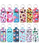 Mini Chapstick Holder Keychain - 12 Pack Neoprene Lip Balm Holders with Metal Ring | Waterproof Lipstick Tracker Sleeve Keychains for Travel - Birthday Gift (12 Styles) - Buy Online on SooperMarket.com