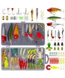 GOANDO 78 Pcs Fishing Lures Kit for Bass Trout Salmon - Bait Tackle Box with Spoon Lures, Soft Plastic Worms, Crankbait Jigs, Fishing Hooks - Freshwater Fishing Accessories - Buy Online on SooperMarket.com