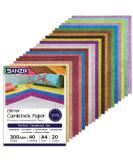 SANZIX Glitter Cardstock Paper - 40 Sheets, 20 Colors, 110lb, A4 Size - Perfect for Cricut, Scrapbooking, DIY Crafts & More! - Buy Online on SooperMarket.com