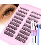 PHKERATA Wispy Cluster Lashes Kit - 108Pcs C Curl Natural Eyelash Clusters with Bond, Seal, and Tweezers | Individual Eyelashes Extension Set (0.07D 8-16MM) - Natural Look - Buy Online on SooperMarket.com