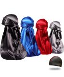 4PCS Silky Durags for Men Women 360 Waves with 1 Wave Cap  Silky Satin Durag Extra Long Tails Black Blue Gray Red - Buy Online on SooperMarket.com