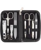 Three swords - 8 pcs.Manicure set 'Roma' |Premium nail care set in the real leather case.Color: black |Contents: nail set 8 instruments including nail scissors nail clips tweezers & glass nail file - Buy Online on SooperMarket.com