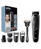 Braun 7-in-1 All-In-One Series 3 Male Grooming Kit With Beard Trimmer Hair Clippers Gillette Razor & Precision Trimmer 5 Attachments Gifts For Men UK 2 Pin Plug MGK3245 Black/Blue Razor - Buy Online on SooperMarket.com