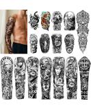 Waterproof Full Arm Temporary Tattoos 8 Sheets + Half Arm Shoulder Tattoo 8 Sheets - Extra Large Lasting Tattoo Stickers for Men and Women | 22.83X7.1 - Buy Online on SooperMarket.com