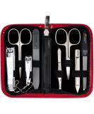 Three swords - 8 pcs.Manicure set 'Roma' |High quality nail care set in red synthetic leather case |Contents: nail scissors set foot and nail clippers tweezers glass nail files sapphire nail file red / synthetic leather - Buy Online on SooperMarket.com