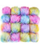 16 Pieces Faux Fur Pom Pom Ball DIY Fur Pom Poms for Hats Shoes Scarves Bag Pompoms Keychain Charms Knitting Hat Accessories (Colorful) - Buy Online on SooperMarket.com